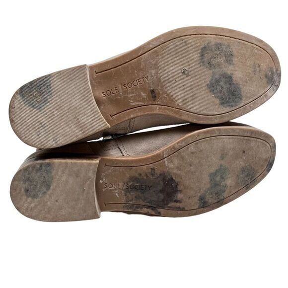 SOLE SOCIETY Taupe BELVANNE Genuine Leather Suede Ankle Boots Booties Shoes sz 8 - Picture 15 of 16